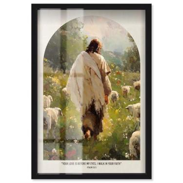 Imagem de Your Steadfast Love Shadowbox Print Jesus Wall Art por Art Remedy, moldura preta, 28 x 40 cm