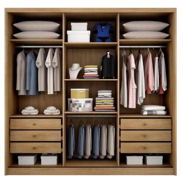 Imagem de Guarda Roupa Casal Medelim 3 Portas 6 Gavetas Cumaru 25 Fendi Com Espelho - Horizonte