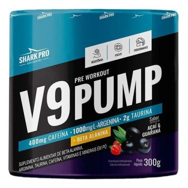 Imagem de V9 Pump Pré Treino Shark Pro Com Beta Alanina 300g, Açaí e Guaraná