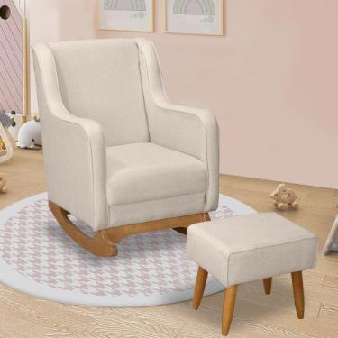 Imagem de Sofá Poltrona Cadeira De Amamentação Aquila Balanço C/ Puff - Anjo de 