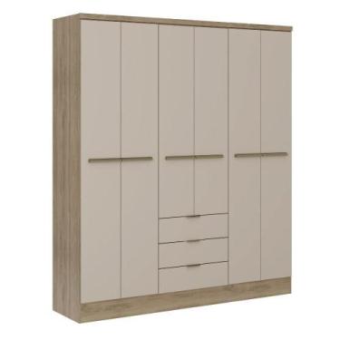 Imagem de Guarda Roupa Casal 6 Portas Troy Carraro Noce C/ Off White - MÓVEIS CA
