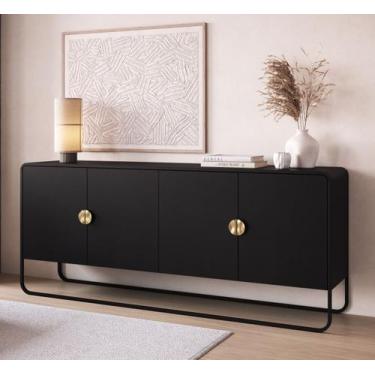 Imagem de Balcão Buffet Orgânico 180cm 4 Portas Pé Metal Luna Móvel na Caixa - M