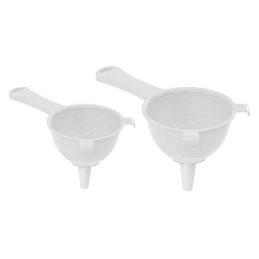 Imagem de Peneira com Funil Encaixavel Cozinha Plastico Branco 2un