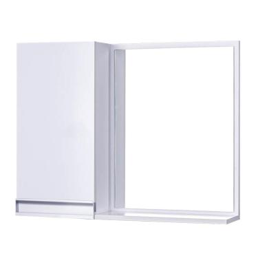 Imagem de Armário para Banheiro com Espelho Branco com Puxador Metal