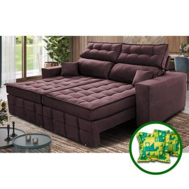 Imagem de Sofá Retrátil E Reclinável 2,00m Molas Ensacadas E Costura Tripla Cama Inbox Japão Velusoft Vinho