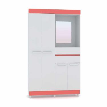 Imagem de Guarda Roupa Solteiro 4 Portas Vitória 1007989 Branco Rosa