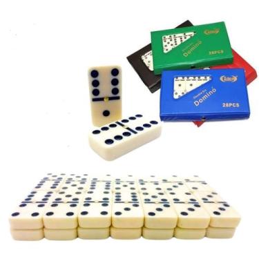 Imagem de Jogo Dominó de Osso 9mm Grande Profissional 28 Peças Com Estojo Entret