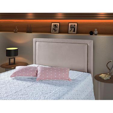 Imagem de Cabeceira Casal Estofada Cama Box 1,95 Turim Com Framer Veludo Pavia Bege
