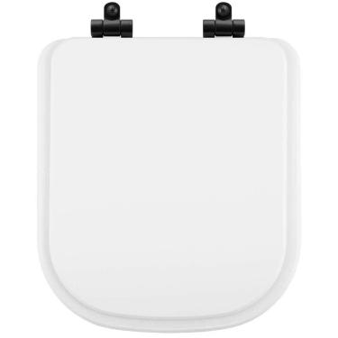 Imagem de Tampa De Vaso Poliéster Com Amortecedor Quadra Branco Para Bacia Deca Com Ferragem Preta