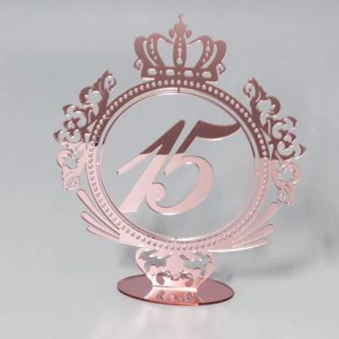 Imagem de Topo de Bolo 15 anos Acrílico Espelhado Aniversário Debutante Personal