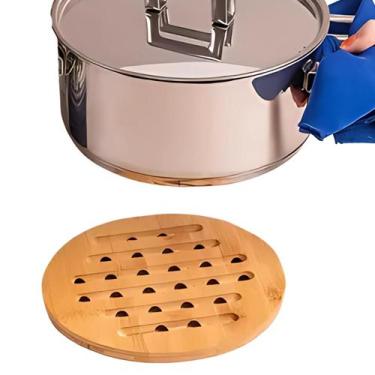 Imagem de Descanso Suporte Apoio De Panela Bambu Redondo 19cm Mesa Posta - Mimo 