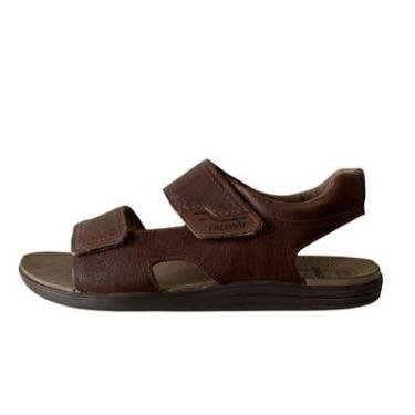 Imagem de Sandália Masculina Freeway Couro tiras autocolantes Conforto Casual - 