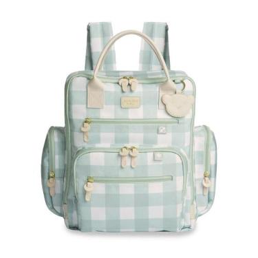 Imagem de Mochila de Maternidade MasterBag Urban Bear Xadrez Menta, Verde
