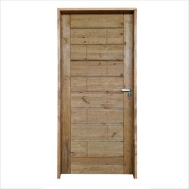Imagem de Kit Porta de Madeira Maciça 215x97cm Batente 20cm Ekos Abertura Esquer