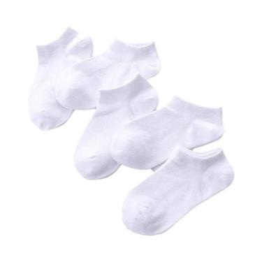 Imagem de Meias De Algodão Brancas Sólidas Para Crianças, 5 Pares, Sem Costura, 