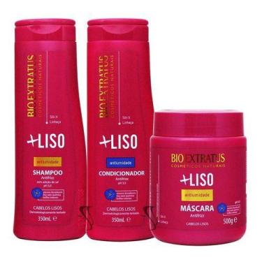 Imagem de Kit Shampoo Condicionador Máscara 500g +liso Bio Extratus