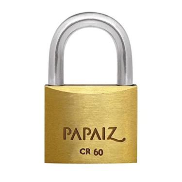 Imagem de Kit 6 Cadeado De latão Maciço Com Haste Curta Papaiz Cr 60mm