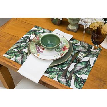 Imagem de Jogo Americano 4 Peças Tecido Estampado Mesa Jantar Decor (Kit_4pçs_Folhas)