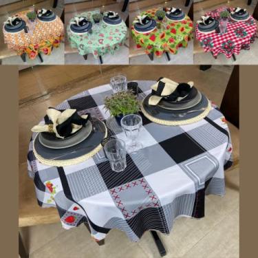 Imagem de Toalha de Mesa Redonda 4 Cadeiras Oxford Estampado 100% Poliéster 1,40m x 1,40m