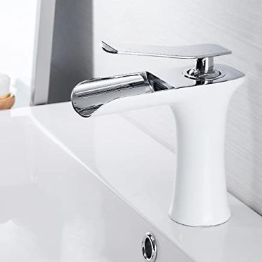 Imagem de Torneiras de bacia Torneira de banheiro Cachoeira de manípulo único Misturador de bacia Torneira antiga Torneira de bronze Pia de água guindaste Prata, branco e cromado, China