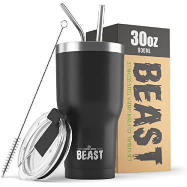 Imagem de Copo Beast 850 g de aço inoxidável isolado a vácuo copo de café e gelo garrafa de viagem de parede dupla (preto fosco)
