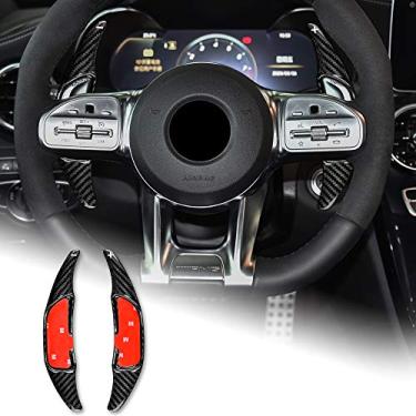 Imagem de AirSPEED – Pás de câmbio de volante de fibra de carbono acessórios de acabamento interior para Mercedes Benz AMG C63 W205 E63 W213 C43 A45 G63 S63 GLA45 GLS63 (Preto)