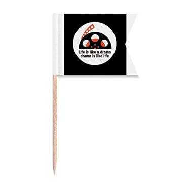 Imagem de Dramatic Life Ups Down Art Deco Presente Fashion Palito Bandeiras Marcação para Festa Bolo Comida Prato de Queijo