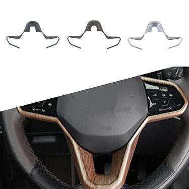 Imagem de Xodouhi Capa decorativa de moldura de botão de volante de carro para acessórios de carro VW Volkswagen Tiguan 2022 2023 (fibra de carbono)