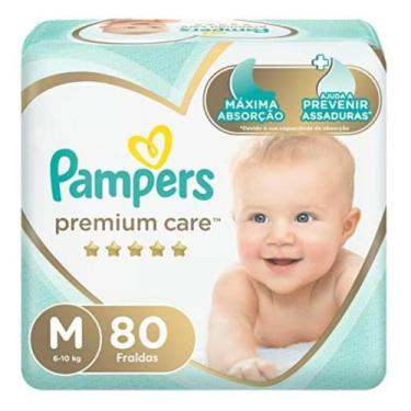 Imagem de Fraldas Pampers Premium Care M 80 Bebê Criança