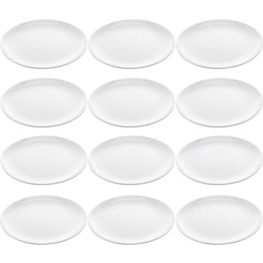 Imagem de Conjunto de 12 Pratos de Melamina Brancos 25,5cm para Servir Petiscos Restaurantes Lyor