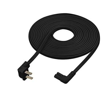 Imagem de Vebner Cabo de alimentação extra longo de 25 pés compatível com Samsung e LG TV LED Smart Screens e muitos outros produtos eletrônicos compatíveis - Cabo de alimentação em formato de L angular reto de 90 graus (25 pés, preto)