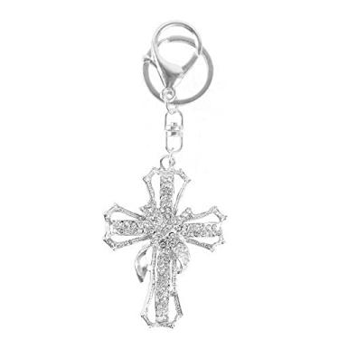 Imagem de Chaveiro feminino de liga de strass de abacaxi amarelo fashion para carro ou bolsa, Purple Cross