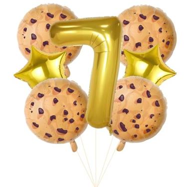 Imagem de Chocolate Chip Cookie Party Decorations, 7pcs Cookies Birthday Number Foil Balloon for Milk and Cookies 7th Birthday Party Supplies (7th)