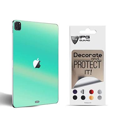 Imagem de IPG Para iPad Pro 2020-2022 11 polegadas (2ª geração) Protetor traseiro decorativo de vinil de fibra de carbono antiarranhões - Superfície 3D - Sem bolhas - Fácil de instalar (coral azul)