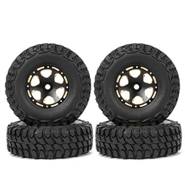 Imagem de TECKEEN 7mm Hex RC Wheels and Tires 1/12 Scale RC Monster Truck Buggy RC Tires and Rims Assembled RC Tires and Wheels for Axial SCX24 Deadbolt 1/24 RC Car