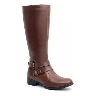 Imagem de Bota Montaria Feminina Em Couro Confortável (Marrom, BR, Adulto, Numérico, 35)