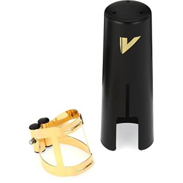 Imagem de Vandoren LC590DP M/O Ligadura e Tampa de Plástico para Saxofone Barítono; Acabamento Dourado