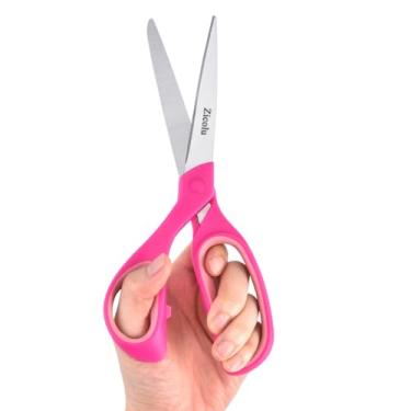 Imagem de Zicolu Tesoura canhota, tesoura canhoto de 21,6 cm para artes e artesanato, escritório, tecido de costura, material de volta às aulas, 1 par, rosa