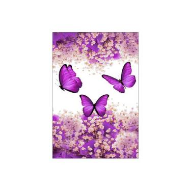 Imagem de Painel De Festa Vertical 1,50 x 2,20 - Borboleta Roxo Com Flores 038 -