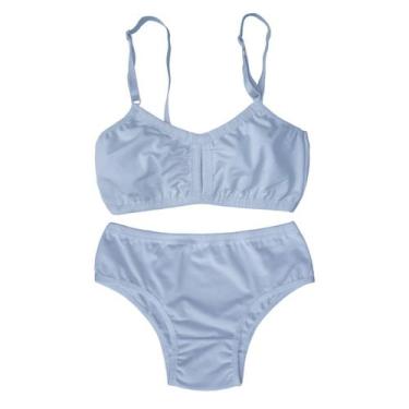 Imagem de Calcinha E Sutiã Juvenil Sem Bojo Menina Moça Lingerie Infantil - Empó