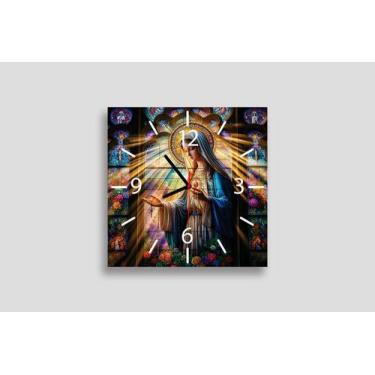 Imagem de Relógio De Parede Quadrado Religioso Santa 32x32cm Ps 2mm - PRESENTE-B