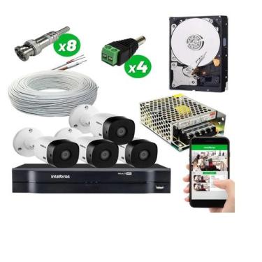 Imagem de Kit Cftv Intelbras 4 Câmeras Vhc 1120b Hd 720p Dvr Mhdx
