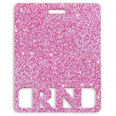 Imagem de Crachá RN estendido Buddy horizontal fofo registrado para enfermeira amigo acrílico para enfermagem tamanho perfeito para cartão de crachá RN estendido colorido e glitter Rn crachá Buddy (purpurina