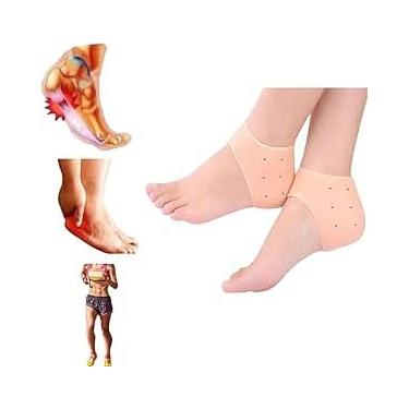Imagem de Par de Meia Palmilha Silicone Gel Protecao Ortopedica Esporao Calcanhar Fascite Tamanho Unico