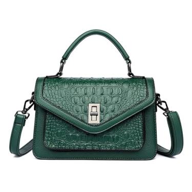 Imagem de WIGUYUN Bolsa feminina de couro vegano para noite com estampa de crocodilo bolsa de mão com alça transversal, Verde E, One Size