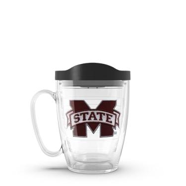 Imagem de Tervis Feito nos EUA com paredes duplas do Mississippi State University Bulldogs copo isolado mantém as bebidas frias e quentes, caneca de 473 ml, logotipo principal