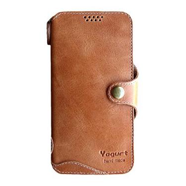 Imagem de Yogurt Capa para Samsung Galaxy A56, capa para Samsung Galaxy A36, capa carteira de couro genuíno para Samsung A56/ A36, marrom feito à mão