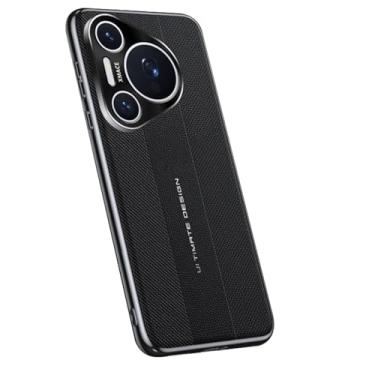 Imagem de HAO RIYLN Capa ultrafina para Huawei Pura 70 Ultra/70 Pro+/70 pro/70, capa leve de luxo para negócios, proteção para câmera, capa de couro galvanizado, preta, 70 Ultra