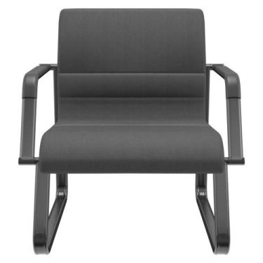 Imagem de Cadeira de Escritório Recepção com Braço Fixa Preta Lev P03 Crepe Pret