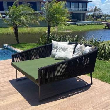 Imagem de Chaise Quadrada Costa Rica Em Corda Náutica - Tecido Duna Bandeira - M